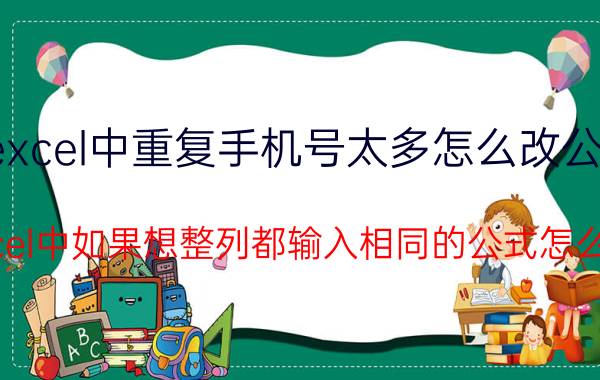 excel中重复手机号太多怎么改公式 excel中如果想整列都输入相同的公式怎么办？